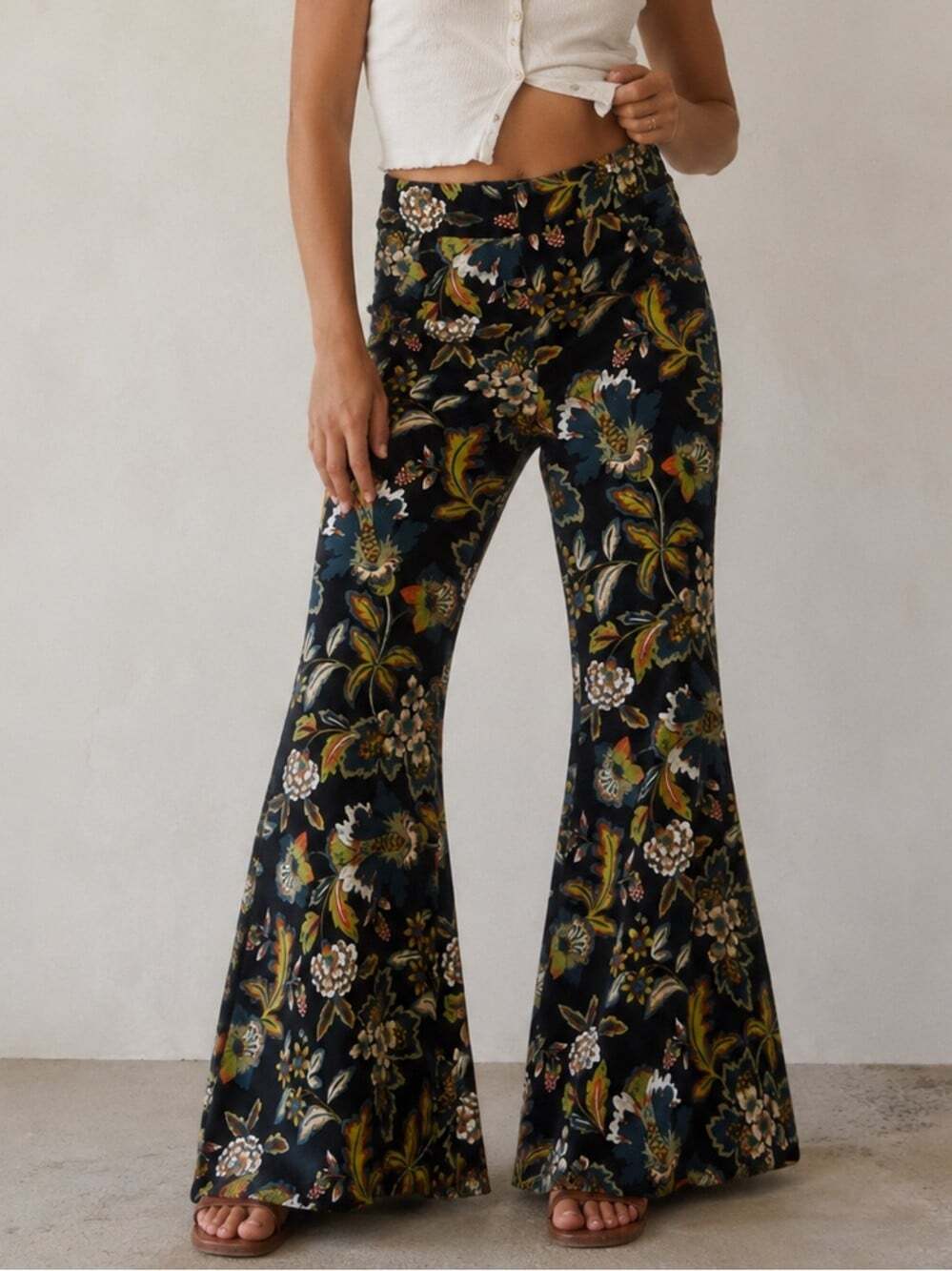 Anna Sui X INC Night Rider Flare Floral Pants Size 18 Bell Bottom Maximalist